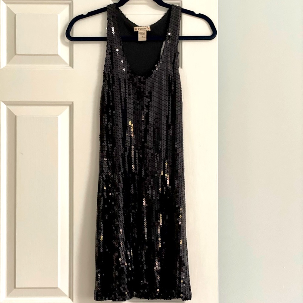 NWOT Black sequin racer back dress